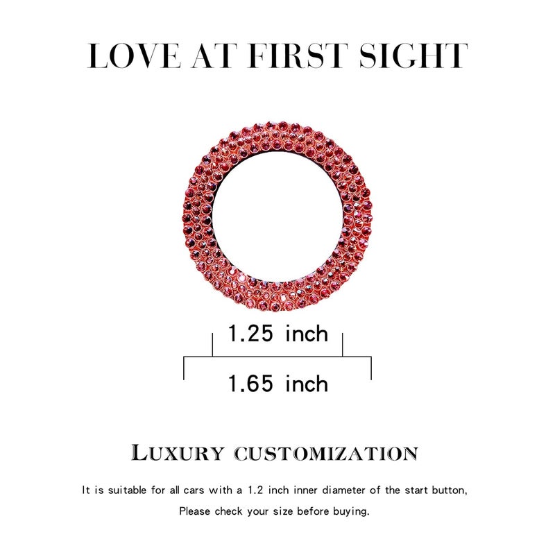 Murimt Bling Car Button Start Button Cover/Sticker for Wowen, Car Engine Start Stop Trim Ring, Shiny Crystal Rhinestone Key Ignition and Knob Ring (Diamond Red)… - Image 3